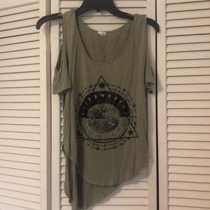 Cute Cold Shoulder dark green shirt!